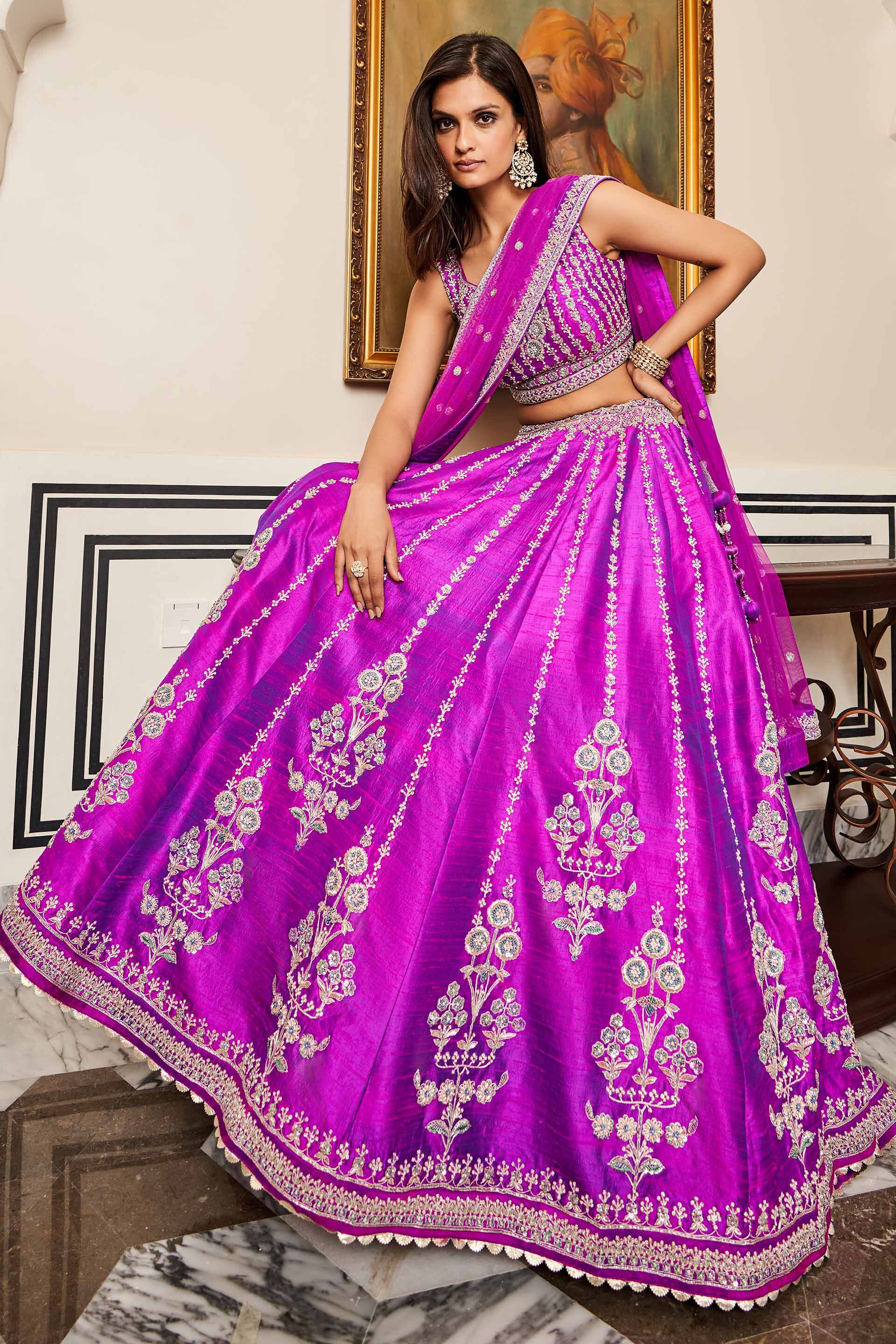 Aadab Lehenga Set - Vivid Violet, Violet, image 4
